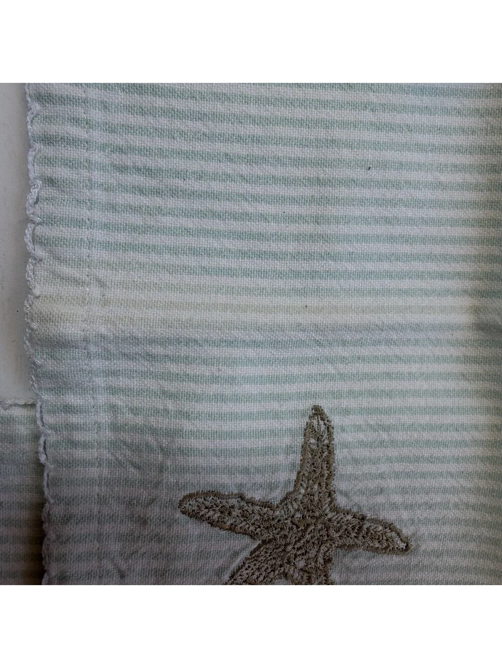 Sur La Table Cotton Stripe Coastal Cocktail Napkins Sea Shells Nautical Set Of 4